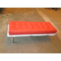 Red Barcelona Short Bench In Stainless Steel Frame