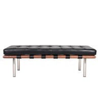 Barcelona Style Bench in Premium grade Full Grain Leather with gloss