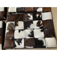 Tri-Color Pony Skin Leather Barcelona Ottoman Cushion