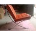 Orange Barcelona Chair With Ottomanin Italian Leather in Standard grade