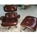 Coffee Brown Aniline Leather Reproduction Lounge Chair And Ottoman Of Taller Version With Tigerwood NOT Eames Original