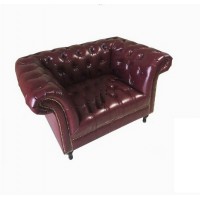 Single Chair Of Chesterfield Tufted Luxury Sofa In Faux Wax Leather